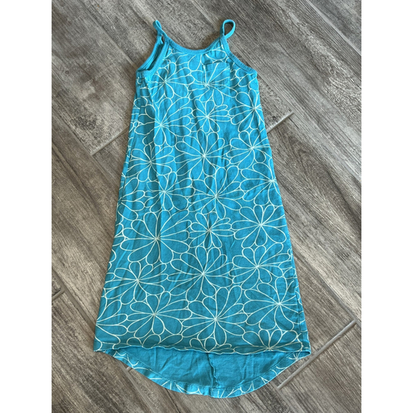 Size 5 Old Navy Turquoise Long Floral Tank Maxi‎ Dress - Picture 1 of 5